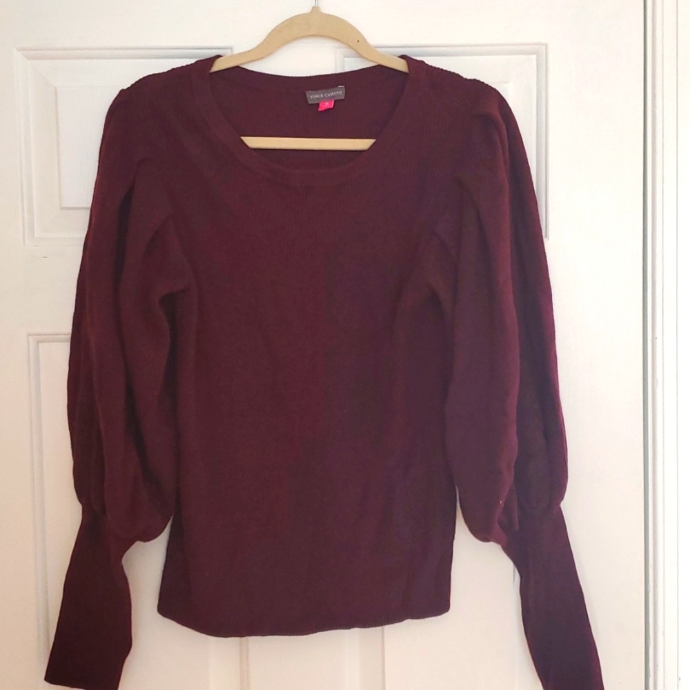 Vince Camuto Crew Neck Balloon sleeve Burgundy sweater medium